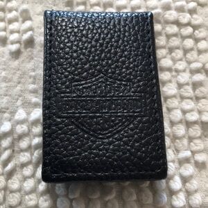 Black Leather Harley Davidson Magnetic Money Clip or Card Holder